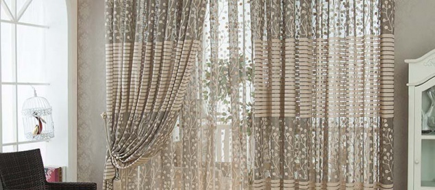 Helen Curtain 2 Layers Leaves Jacquard Tulle Curtain For Living Room Breathable Sheer Window Curtain Tulle