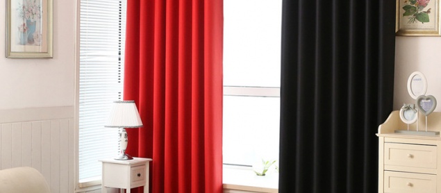 Red Curtain Pure Black Shading Cloth Double Shade French Window Curtains Cortinas For Living Room Cortina